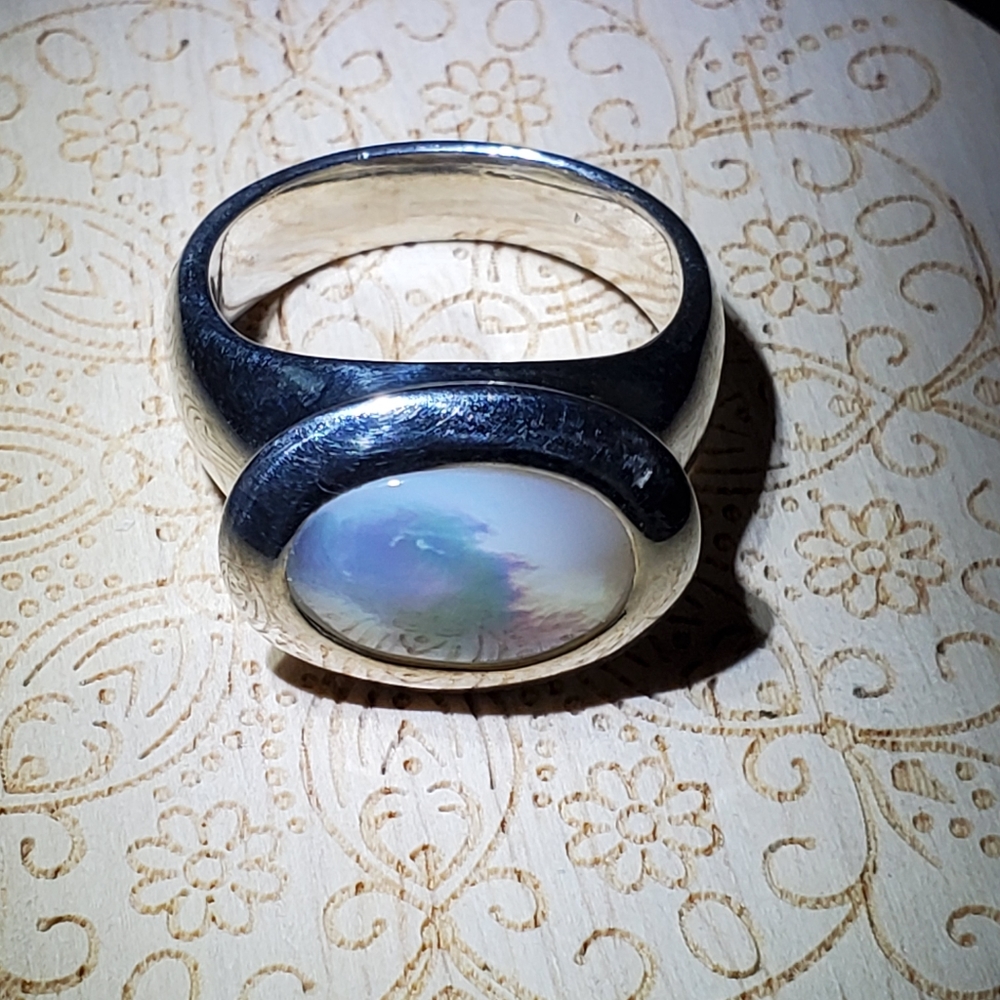 925 Sterling & Mother-of-Pearl Ring, Sz 10.25